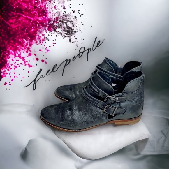 Free people low heel double buckle leather city style shooties size 37M EXC COND - Picture 2 of 15